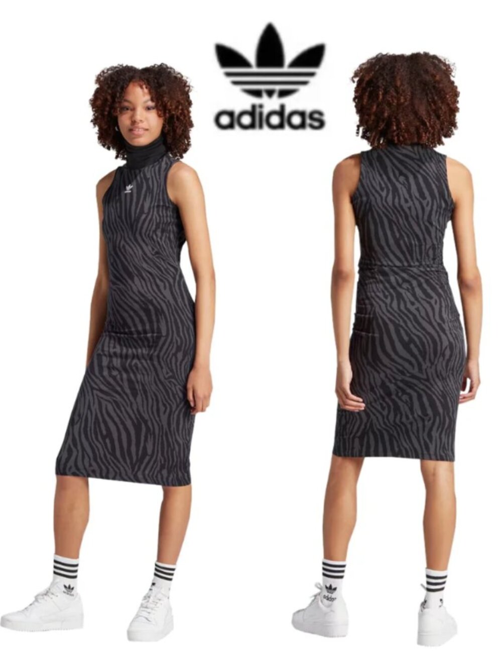 Adidas Turtleneck Top Sleeveless Zebra Pring Dress  (Size XS)